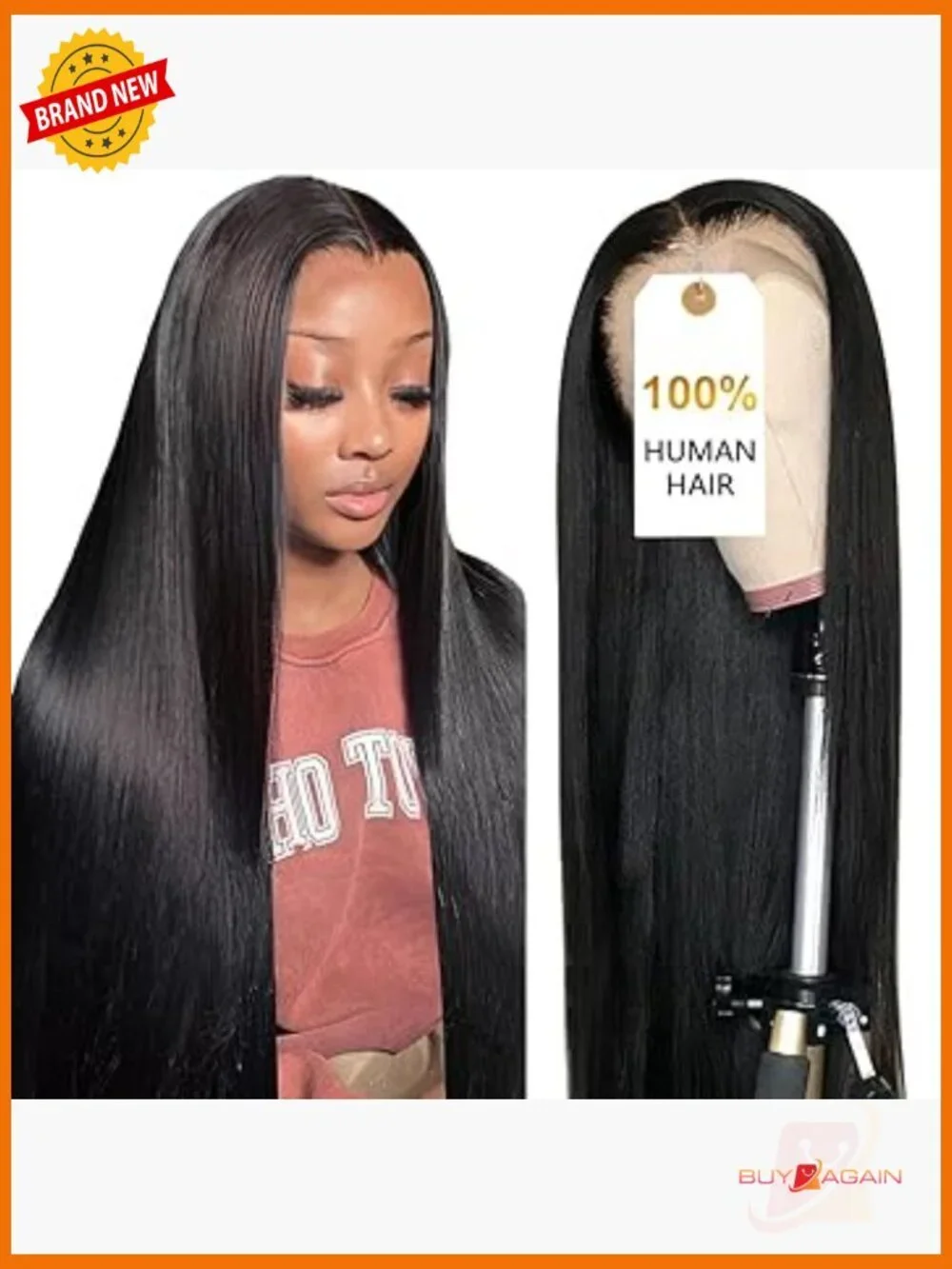 250Density 32Inch 100% Human Hair Lace Front Wig Straight HD Lace